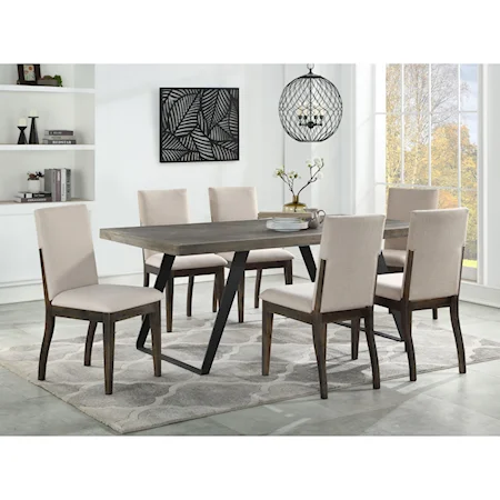 Contemporary 7-Piece Dining Table and Side Chair Set